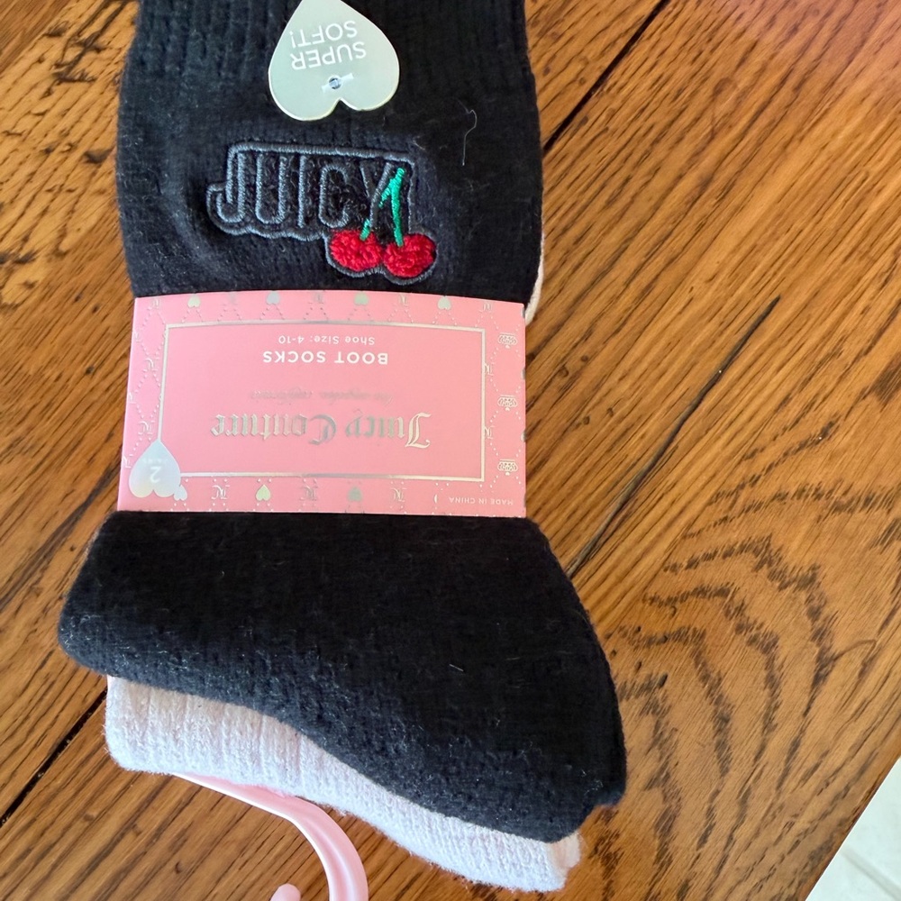 Juicy Couture Boot Socks with Red Cherry Accent 2 pack